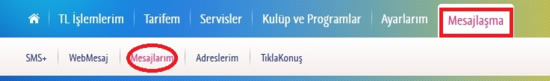 Turkcell Online İşlemler Mesajlaşma Bilgisi